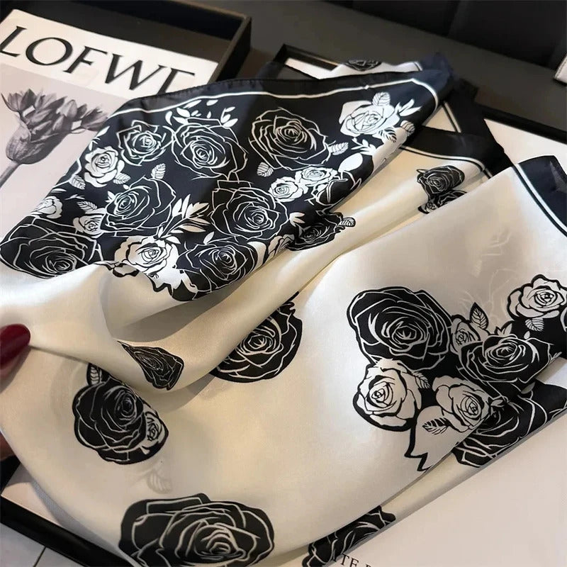 Luxury Silk Scarfs Square Scarf Korean Fashion Kerchief Popular Silk Scarves Bandanna Wraps Scarf Decoration Shawl 70*70CM