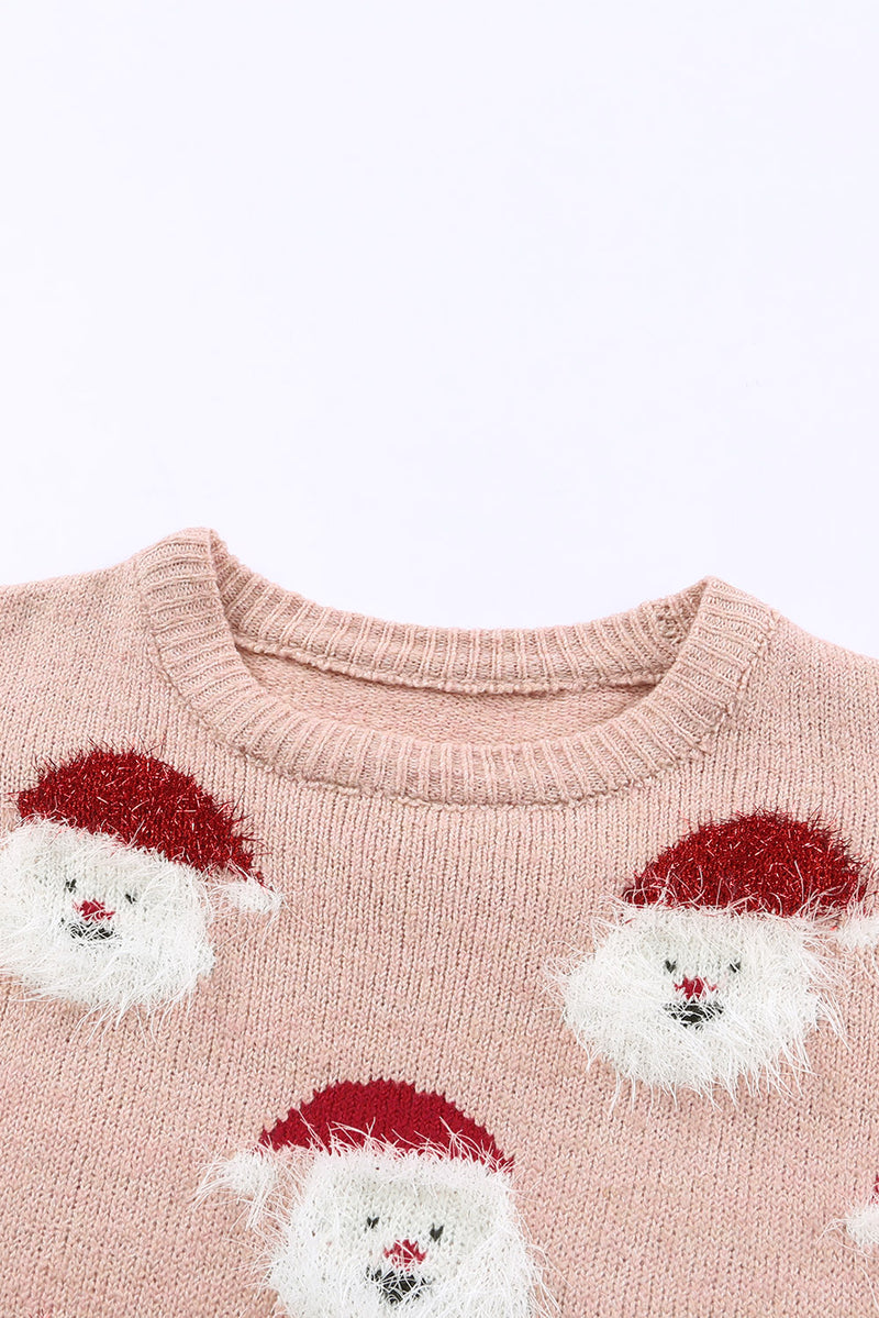 Pink Christmas Santa Claus Pullover Sweater