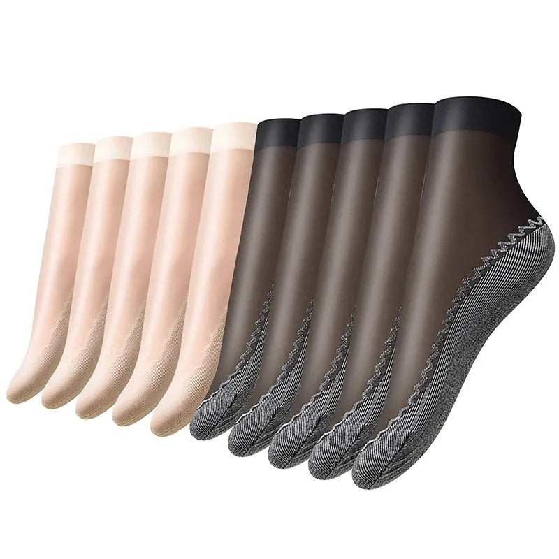 1/5/10pairs Womens Anti-Slip Socks ,Sweat Absorbing Cotton Bottom Velvet Socks, Ultrathin Breathable Summer Autumn Casual Sock