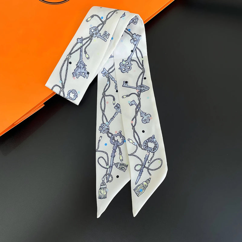 2024 Brand Design Zebra In Flowers Women Scarf Luxury Silk Scarf Fashion Hair Headband Foulard Skinny Bag Scarves Neckerchief