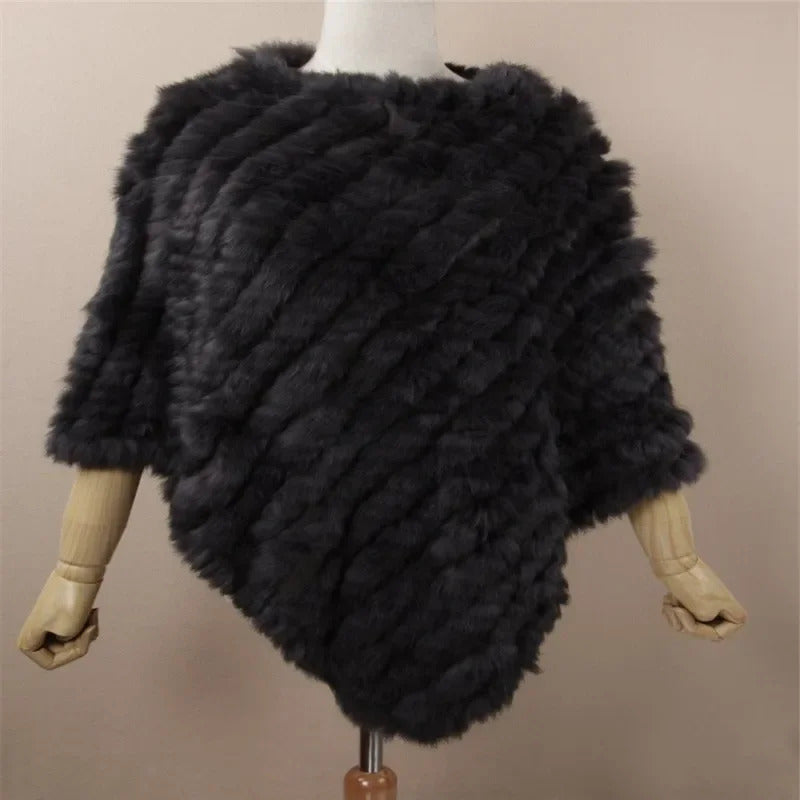 23 Colors Lady Real Rabbit Fur Poncho Weave Autumn Winter Shawl Coat Fashion Patchwork Casual Batwing Sleeves Pullovers Capes