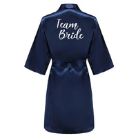 Satin Silk Robes Plus Size Wedding Bathrobe Bride Bridesmaid Mother Maid of Honor Gown Women Clothing Sleepwear Navy Blue