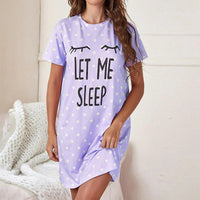 Women's Nightgown Summer Short Sleeve Sleep Shirt Round Neck T-shirt Dress Soft Nightdress Home Clothes Sleepwear & Loungewear