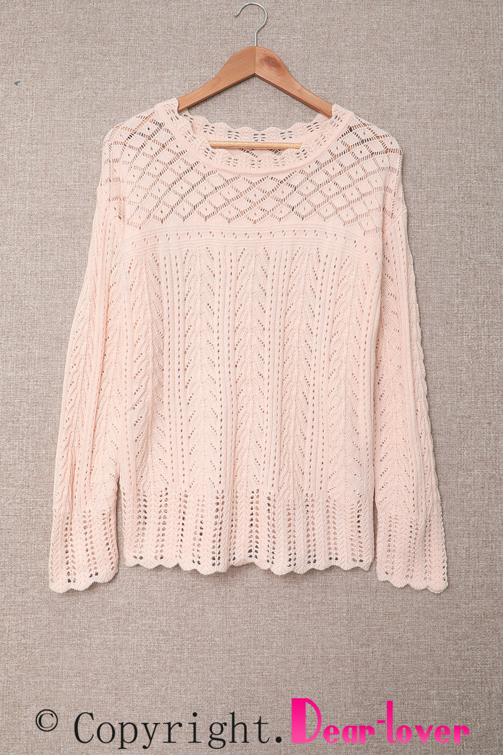 Pink Solid Drop Shoulder Knit Sweater