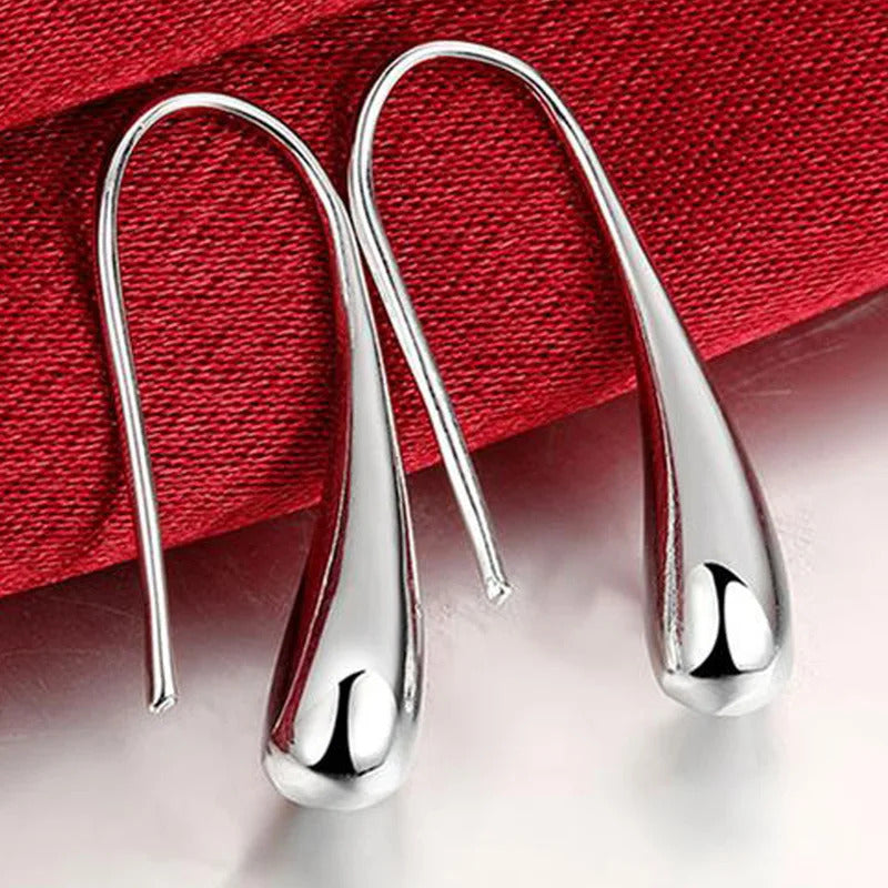 925 Sterling Silver Water Drop Pendants Hoop Earrings For Women Wedding Party Luxury Fashion Jewelry 2022 Christmas Gift