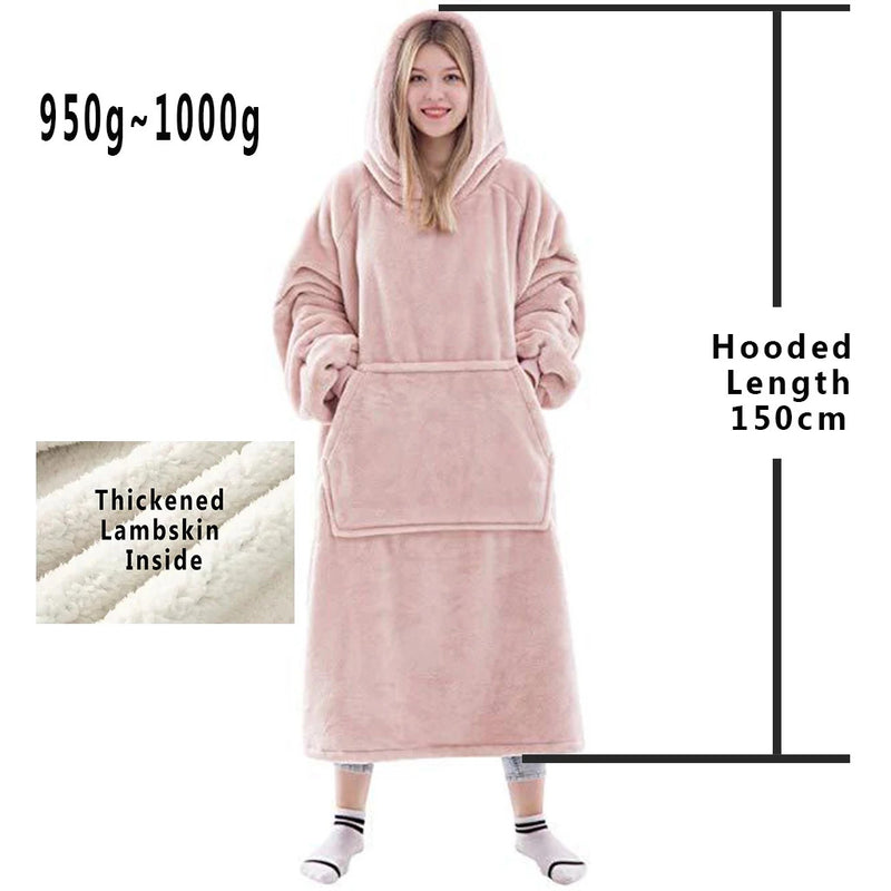 Winter Hoodies Sweatshirt Women Men Pullover Fleece Giant TV Oversized Blanket with Long Flannel Sleeves