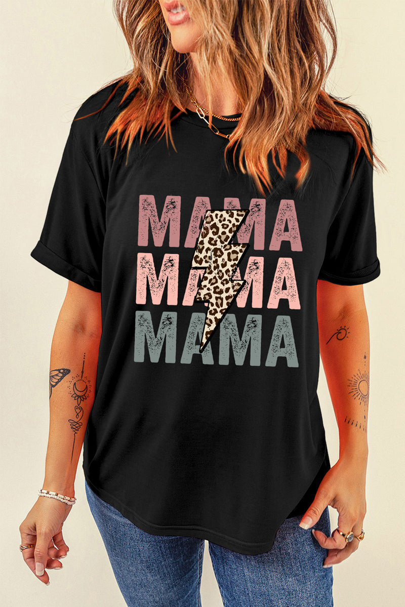 Black MAMA Bolt Graphic Tee