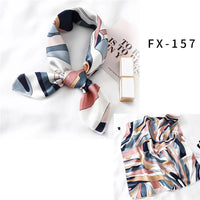 Women Small Satin Silk Scarf Square Print Wrap Foulard Femal Handkerchief Bandana Neck Hair Skinny Tie Scarves Shawls