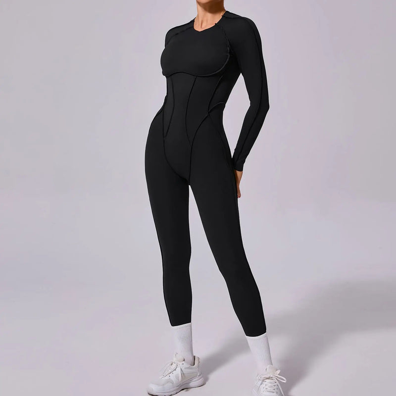 New Autumn/Winter Women's One-piece Yoga Jumpsuit leggings Long-sleeved Sexy Backless Slim Fit Sports Outfit