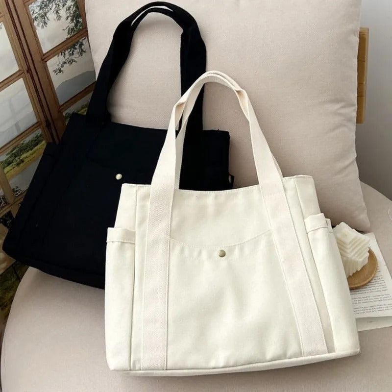 Large Capacity Canvas Tote Bags for Work Commuting Carrying Bag College Style Student Outfit Book Shoulder Bag Bolsos Para Mujer