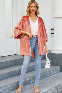 Pink Retro Velvet Wide Sleeves Cardigan