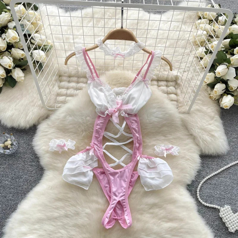 New Women's Sexy Lingerie Lace Underwear Mesh See Through Teddy Babydoll Lingerie For Women Sexy Naughty Cheongsam Dress Cosplay