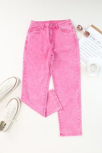 Rose Mid-Waist Pocketed Button Casual Jeans