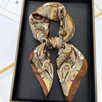 2024 New Silk Square Hair Scarf Foulard Pashmina Shawls Wraps Neck Scarves Women Floral Bandana Headbands Floral Bufandas Female