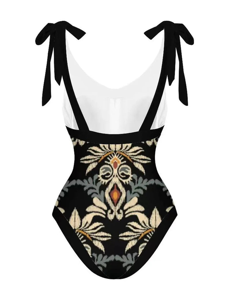 2024 String One Piece Swimsuit & Vent Skirt Padded Sexy Swimwear Women Bathing Suit Female Swimming Summer Beachwear Bodysuit