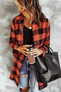 Blue Turn-down Collar Plaid Shirt Jacket