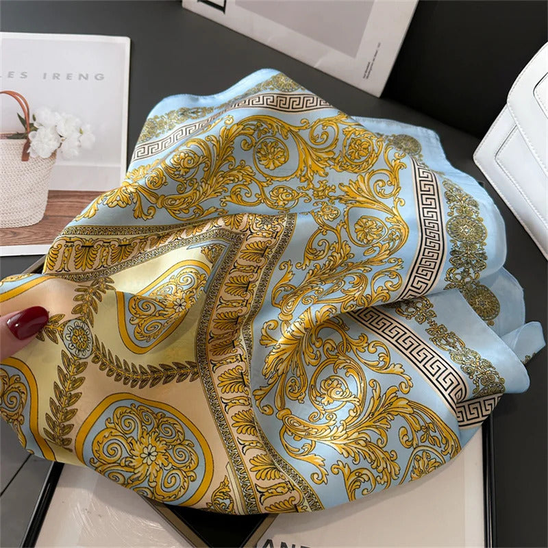 2024 New Fashion 70X70cmPrinted Women's Scarf Pashmina Silk Scarf Square Shawl Decorative Headband Neck Luxury Design Bandana