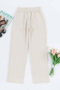 Apricot Drawstring Waist Pocketed Knit Pants