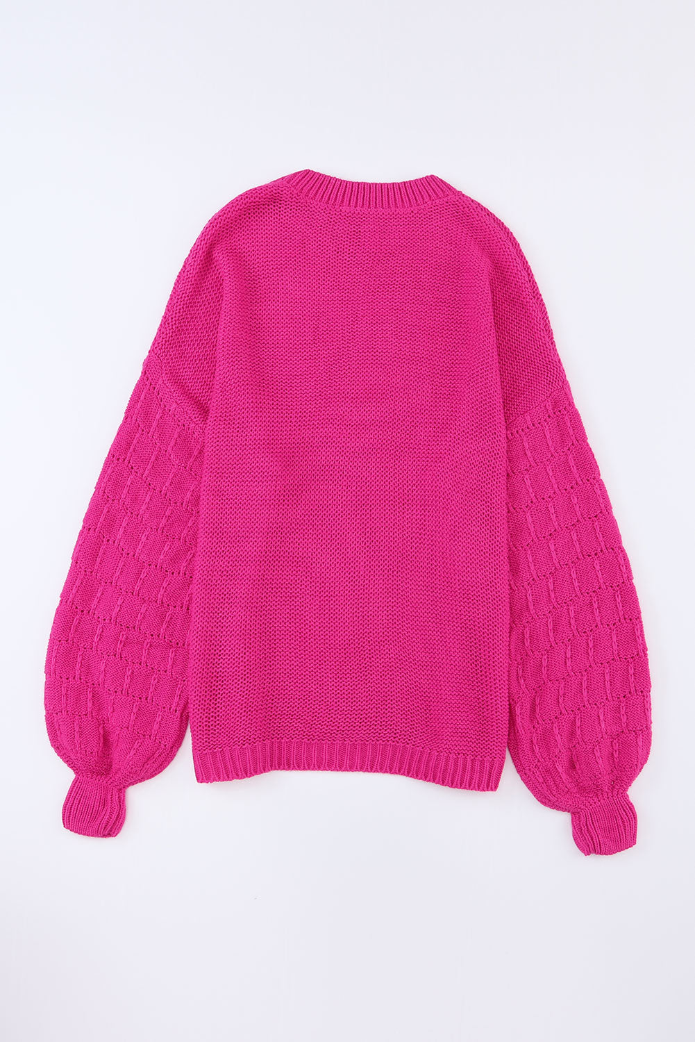 Rose Hollowed Bubble Sleeve Knit Sweater