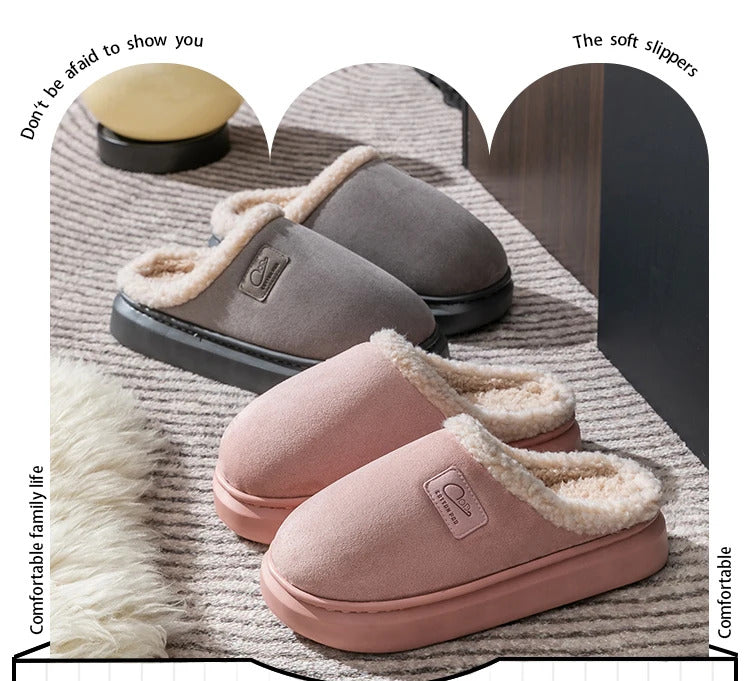 Cotton sandals for women, thick sole, non-slip and warm 2024 new winter indoor home plush cotton slippers for men