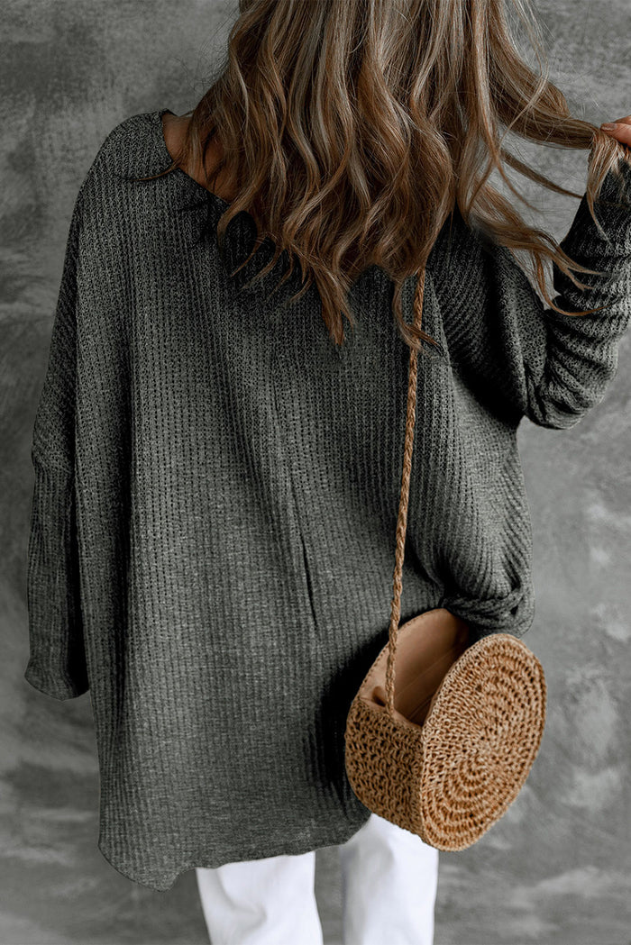 Carbon Grey Slouchy Dolman Sleeve High Low Sweater