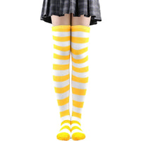 Color Striped Stockings Japanese Over Knee Socks Fashion Women Keep Warm Soks Sexy Slim Long Soks Black White Striped Hosiery