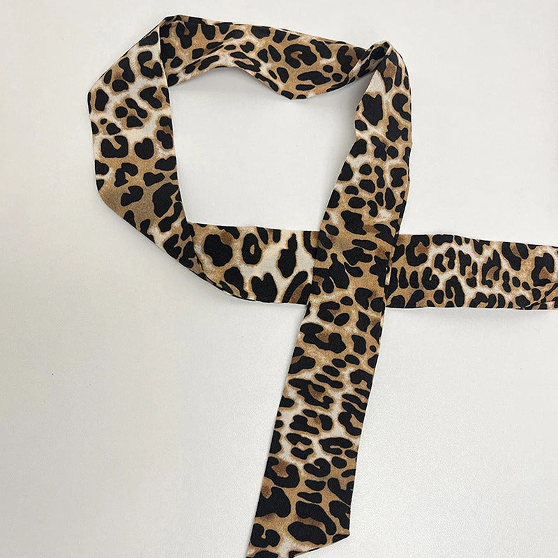 Leopard Print Bag Skinny Silk Scarf For Women Luxury Foulard Women Tie Fashion Head Scarves