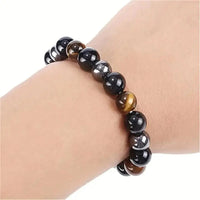 1 Natural Black Obsidian Hematite Tiger Eye Bead Bracelet For Men Magnetic Health Protection For Women Soul Jewelry