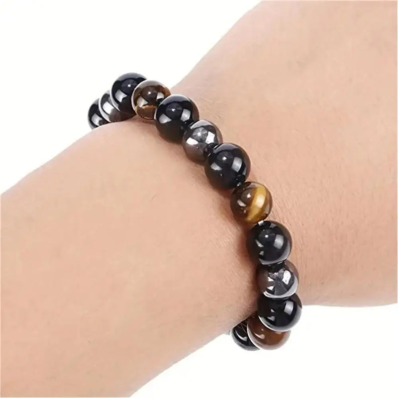 1 Natural Black Obsidian Hematite Tiger Eye Bead Bracelet For Men Magnetic Health Protection For Women Soul Jewelry