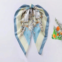 Luxury Print Spring Neck Tie Shawl 2024 Silk Square Scarf Women Wraps Female 70cm Hair Hand Wrist Headkercheif Hijab Bandana