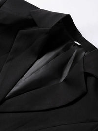 Elegant Shoulder Pads Blazer Dress Women Black V Neck Single-breasted Long Sleeve High Waist Mini Dresses Commute Vestidos Lady