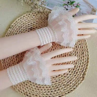 1Pair Spring Autumn Detachable Sleeve Cuffs Lace Cuffs Fake Sleeve Ruffles Elbow Sleeve Sun Protection Gloves Sweater Decorative