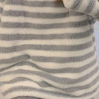 Thickened Warm Flannel Women Pajamas Loungewear Striped Top and Trousers Large Size Sleepwear Homewear Nightwear Cartoon Rabbit