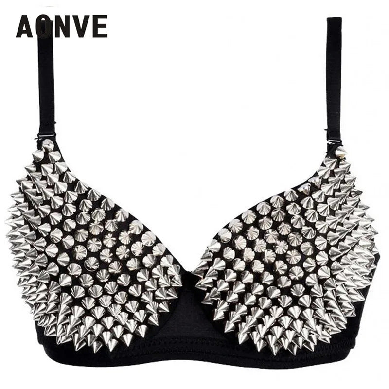 AONVE Newest Sexy Lingerie Sexy Women's Rhinestone Cover Bra Top Gold/Silver Plunge Wire Free Bralete Fashion Sequined Cover top