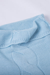 Blue Colorblock Turtleneck Loose Knitted Sweater