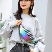 Holographic Fanny Pack Hologram Waist Bag Laser Beach Travel Banana Hip Bum Zip Waist Bags Women Belt Bag For Girls