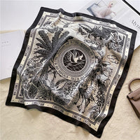 Print 70cm Silk Satin Headkerchief Women Luxury Design Neck Tie Scarf Female Hair Hand Wrist Foulard Shawl Hijab Bandana