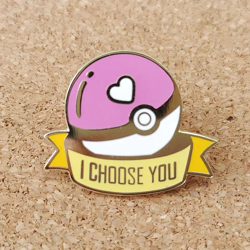 I Choose You Hard Enamel Pins Pokemon Poke Ball Brooch Collecting Lapel Badges Men Women Fashion Jewelry Gifts Adorn Backpack