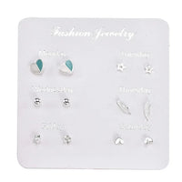 2020 NEW 12~36 Pairs Fashion Women Girls Resin Plastic Crystal Diamante Flower Stud Earrings Set Random Style Gold Color Jewelry