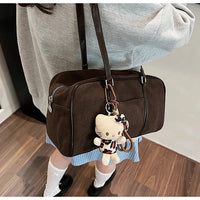 Casual Large Capaci Suede Bag Women 2024 New Autumn and Winter Retro Brown Commuter Shoulder Bag Pillow Bag