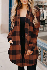 Blue Turn-down Collar Plaid Shirt Jacket