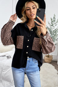 Blank Apparel - Black Contrast Leopard Denim Jacket