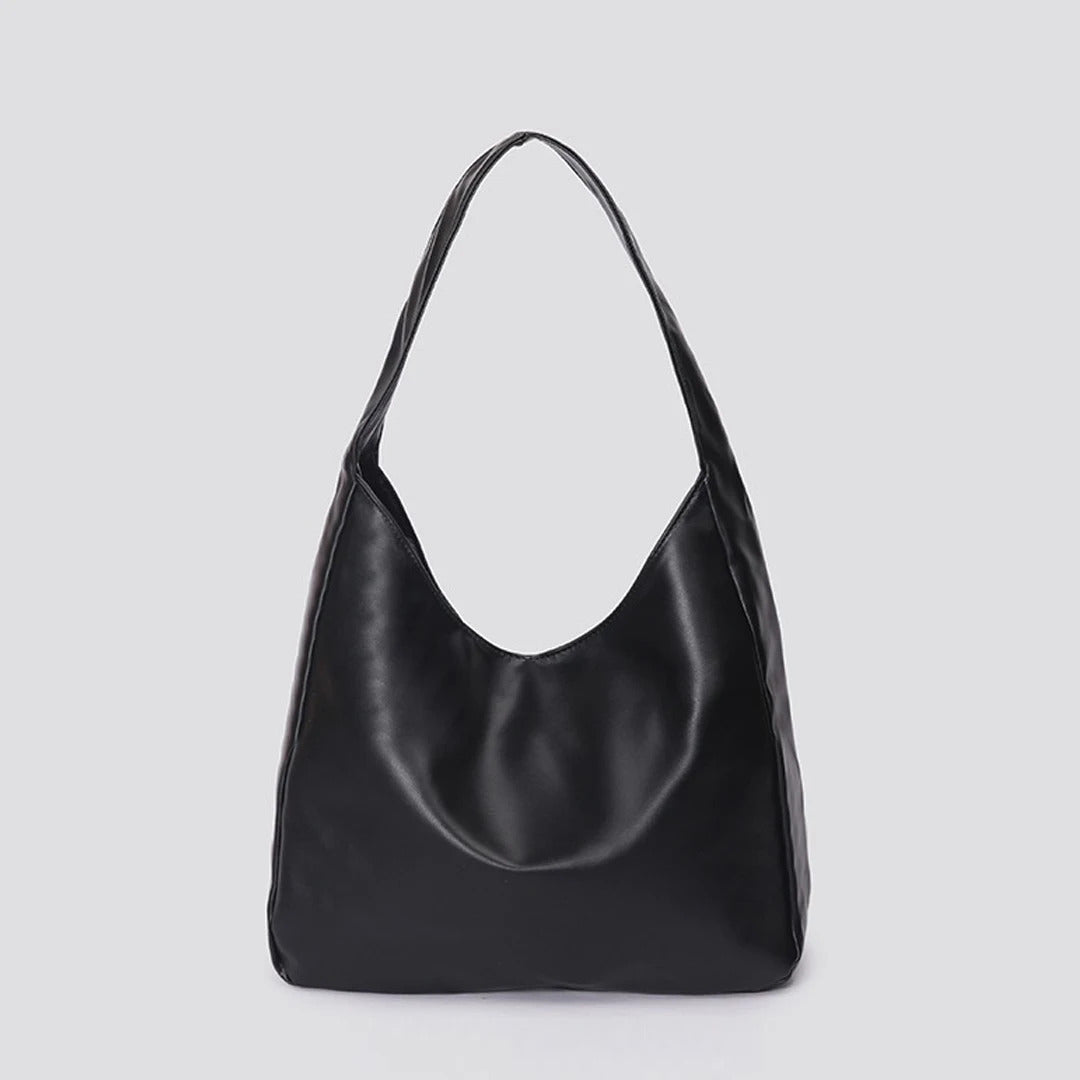 Large capacity tote bag, new black leather simple casual commuting women's bag, fashionable and versatile single shoulder bag