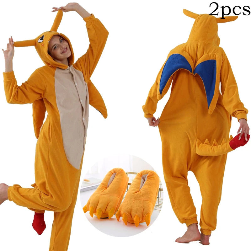 Anime Dragon Onesies Pajamas Adult Jumpsuit Animal Halloween Costume Festival Party Cosplay Suit Kids Kigurumis Unicron Slipper