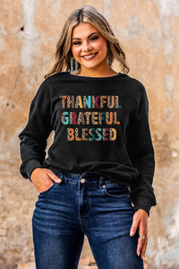 Black Leopard TANKFUL GRATEFUL BLESSED Graphic Sweatshirt