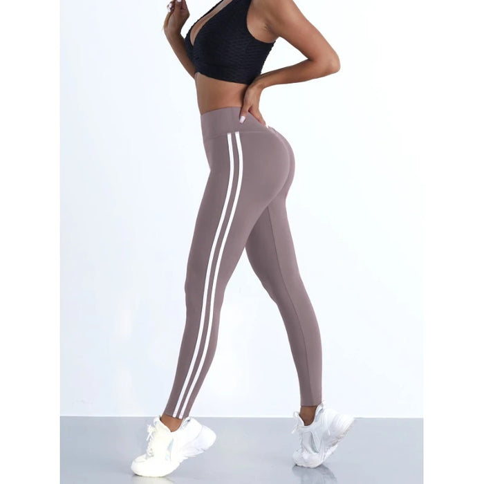 Yoga Leggings Women Striped Slim Sports Pants High Waist Hip Liftting Casul Tights Workout Running Stretchy  Gym Leggings