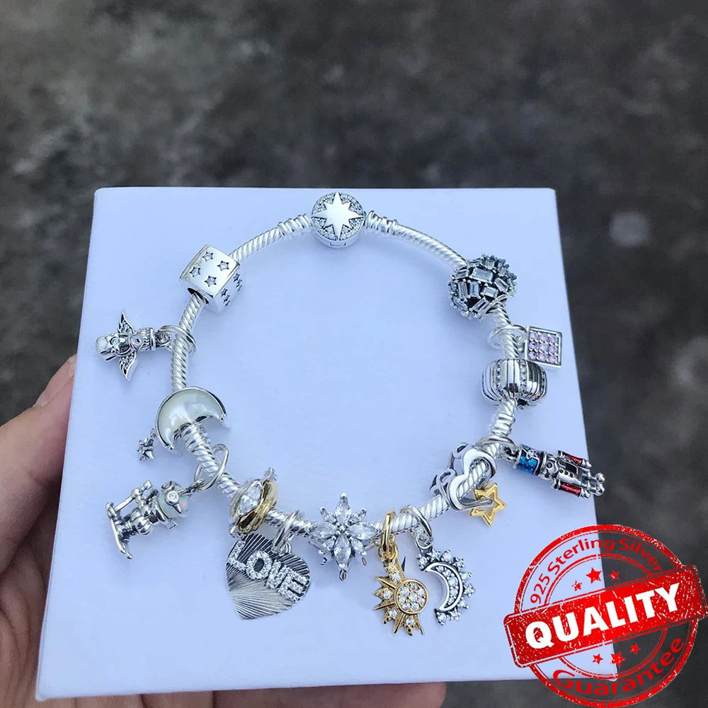 Holiday 925 Sterling Silver Polar Bear Funny Santa Charm Fit Original Bracelet Spinning Carousel Snowman Charm Christmas Jewelry