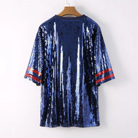 Blue Texan Game Day Sequin Shirt Jersey Dress