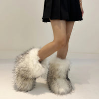 Winter Shoe Women's Winter Fluffy Faux Fox Fur Boots Woman Plush Warm Snow Boots Luxury Footwear Girls' Furry Fur Bottes Fashion