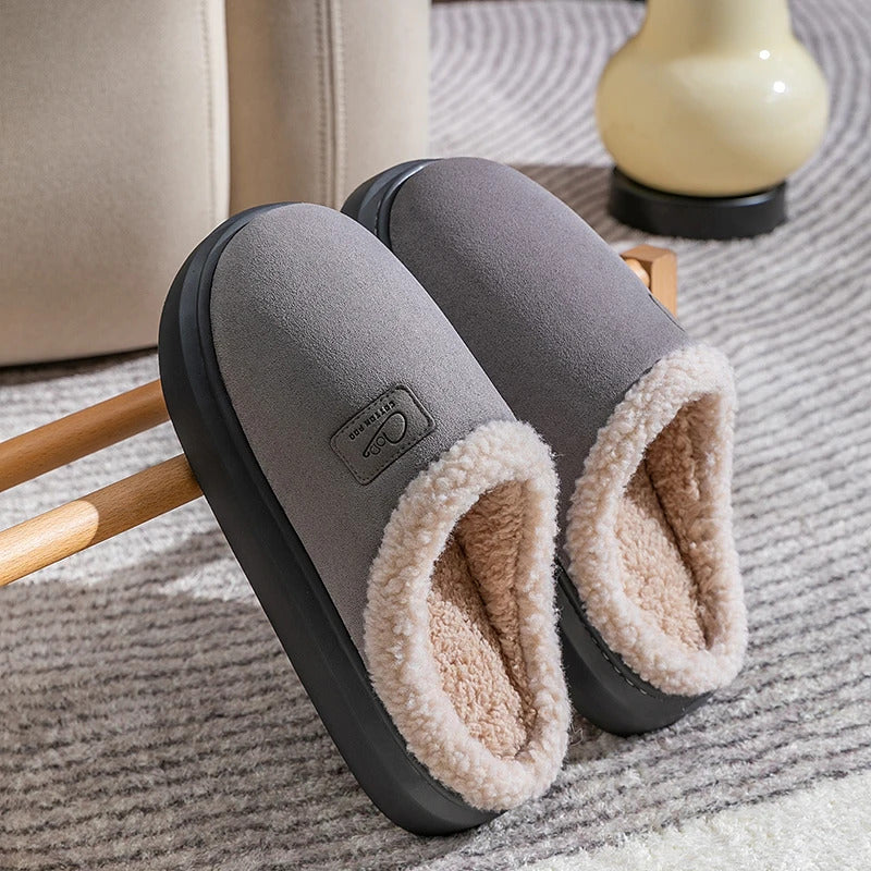 Cotton sandals for women, thick sole, non-slip and warm 2024 new winter indoor home plush cotton slippers for men